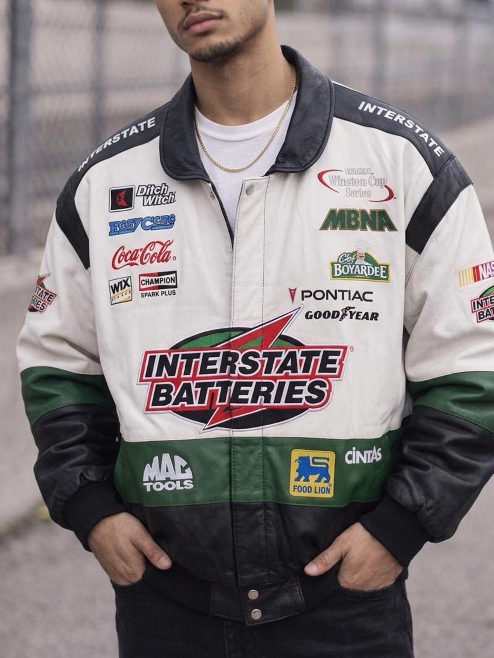 Hamilton White, Green & Black Racing Bomber Jacket